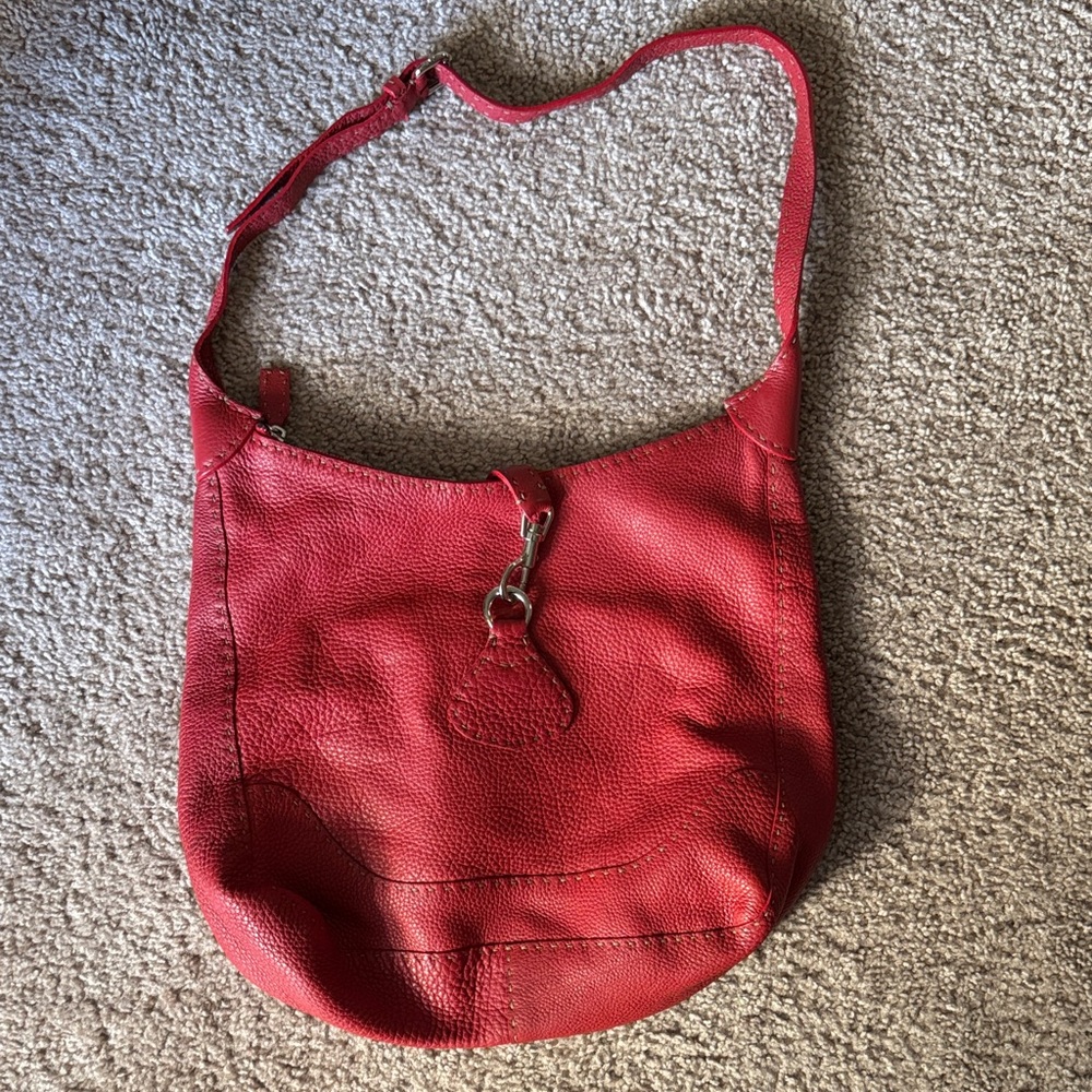 Fendi Selleria Red Leather Hobo Bag